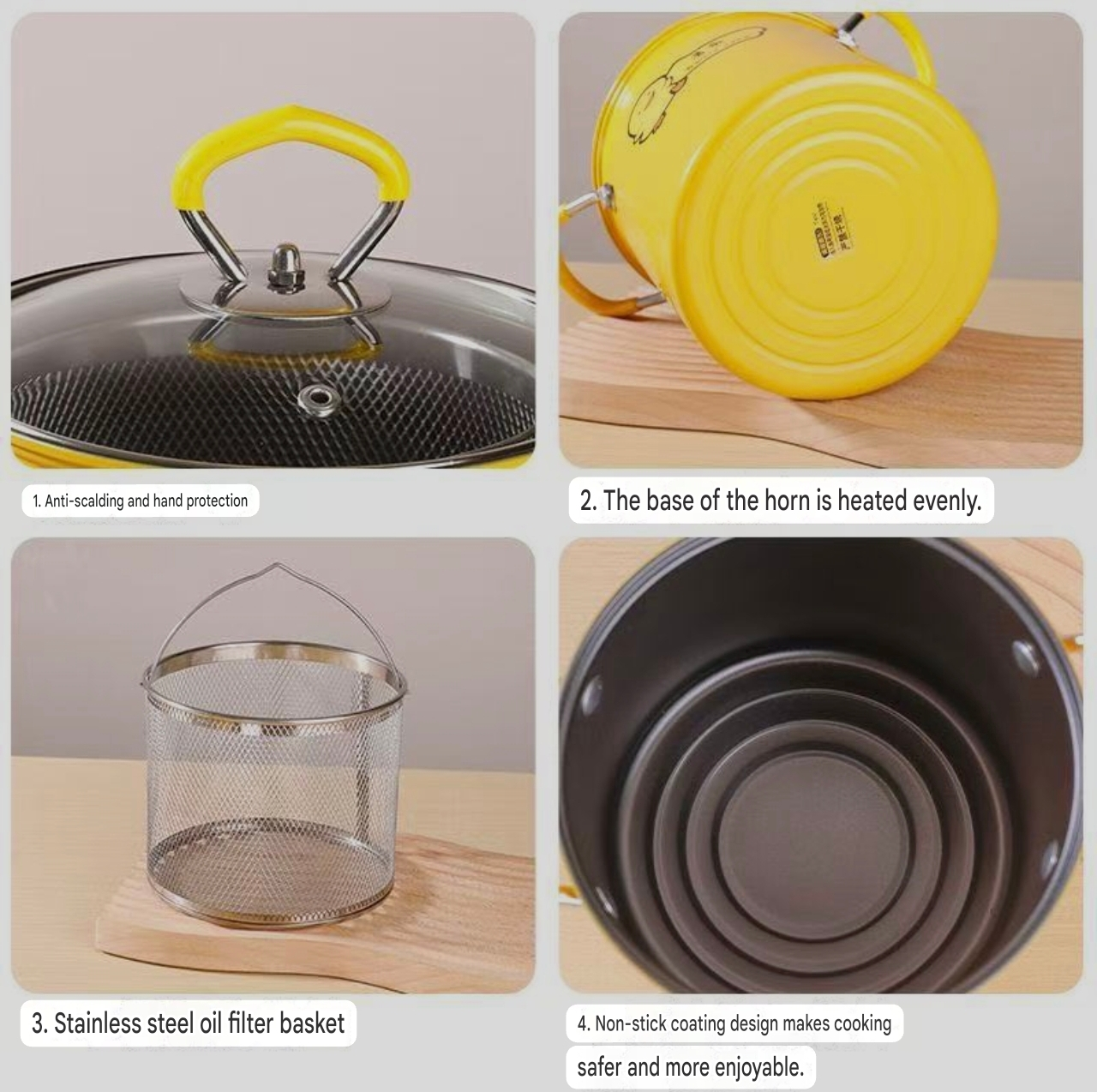 2L Premium Non-Stick Deep Frying Pot with Basket & Glass Lid - Image 4