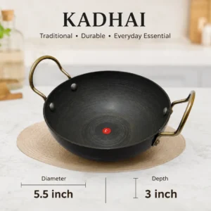 Black Colour Premium Aluminium Tarka Karai Non Stick System with Stainless Steel Handle