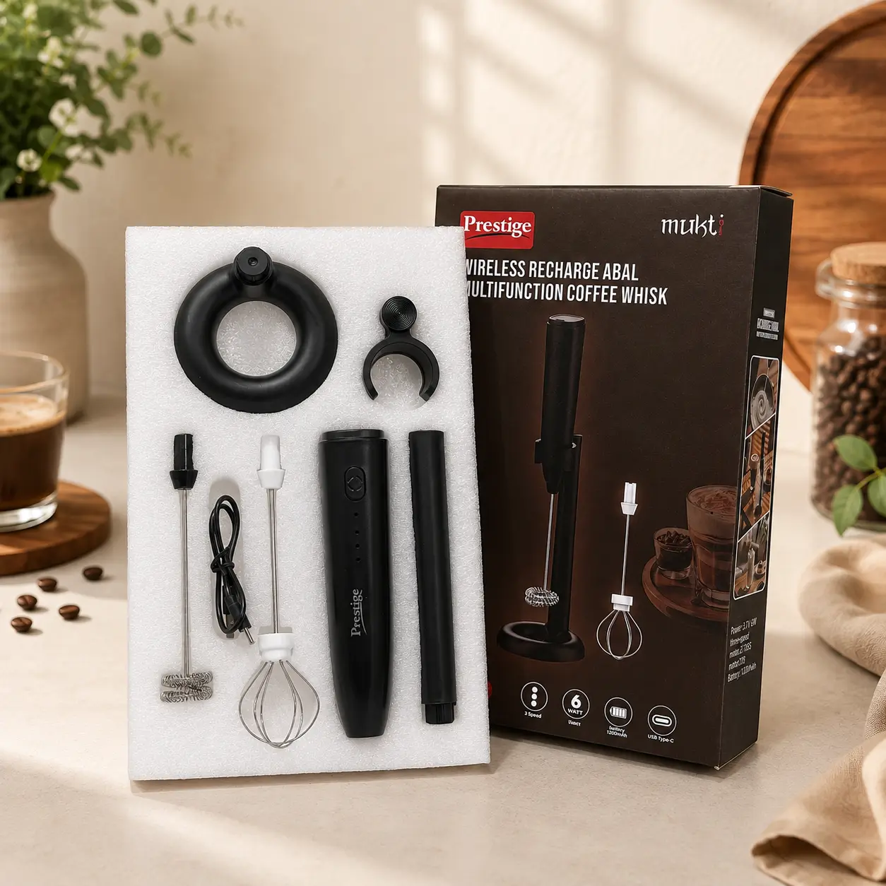 Prestige Mukt Wireless Rechargeable Multifunction Coffee Whisk - Image 2