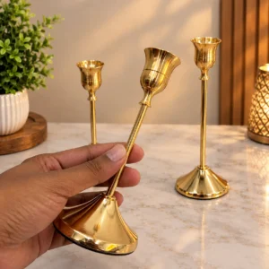 3 Pcs Gold Metal Candle Holder Set